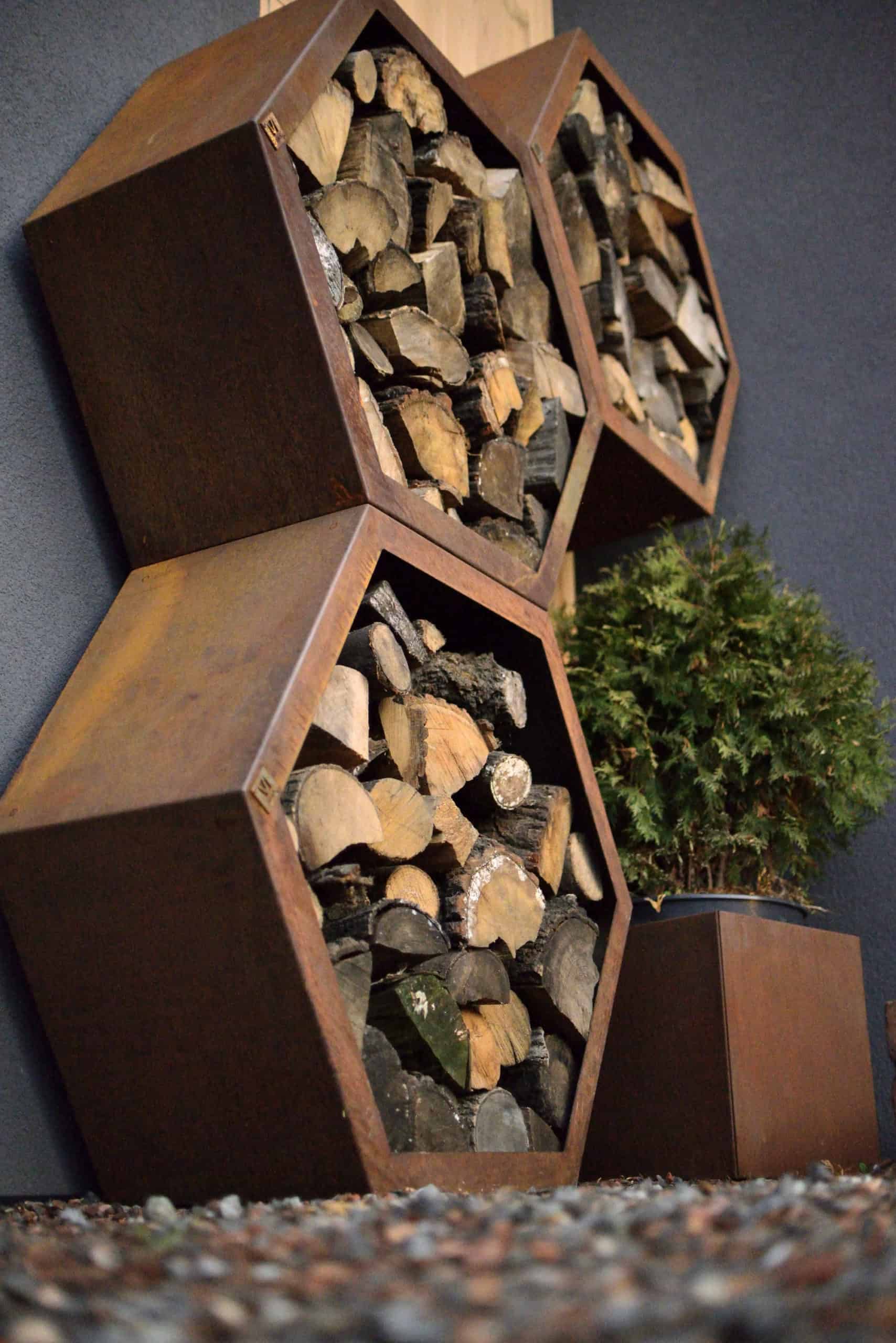 Hexor Robigo - Cortenstaal Modulaire Houtopslag