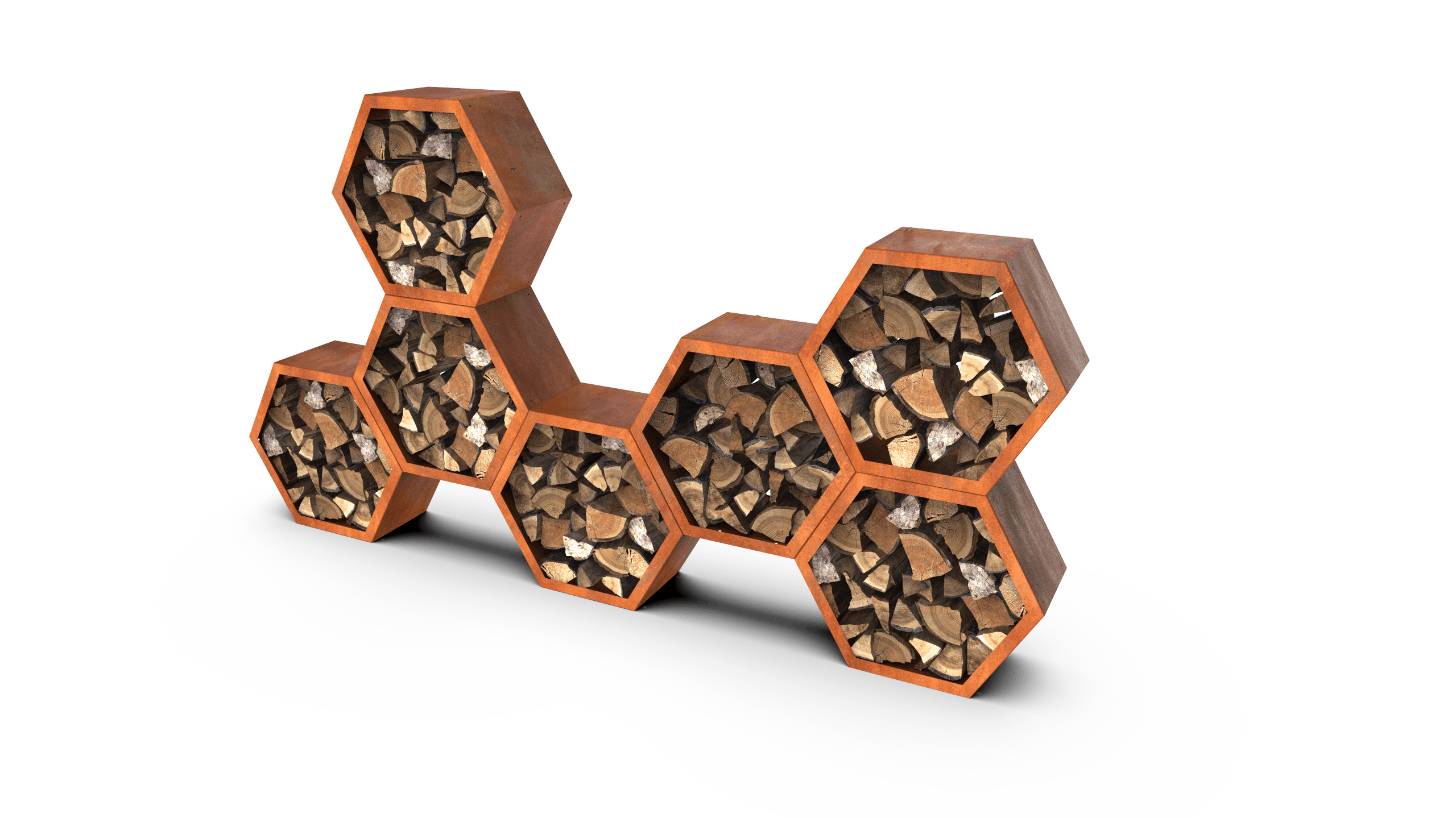Hexor Robigo - Cortenstaal Modulaire Houtopslag